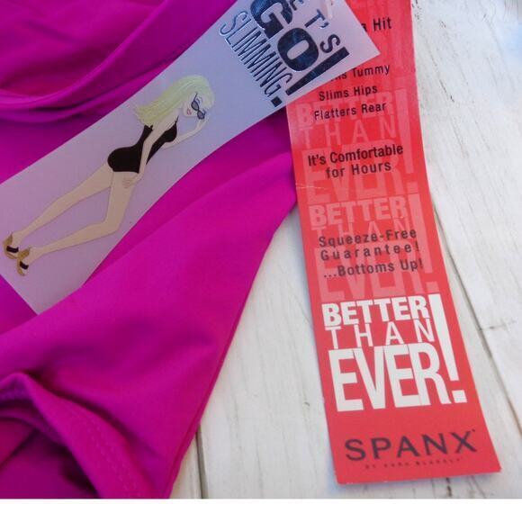 Spanx Let Go Slimming High Rise Shapewear Swim Bottom Berry Pink Womens Size 8 - Picture 3 of 3